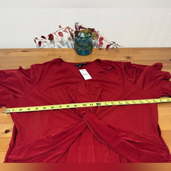 Lane Bryant Red Short Sleeve Wrap Front Midi Dress Size 2X 18/20 New With Tags - Picture 6 of 8